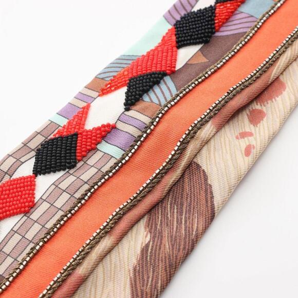 HERMES Twilly Precieux Scarf Brown / Multicolor Silk 85cm - Picture 7 of 7